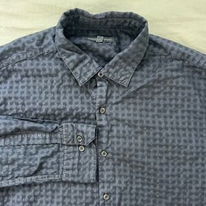 ROBERT BARAKETT Mens Long Sleeve Shirt Size XL Textured Button Down Navy Blue